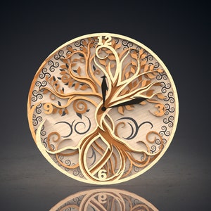 Multilayer clock, tree of life for laser cut, SVG, ai, dxf, png, jpg, pdf