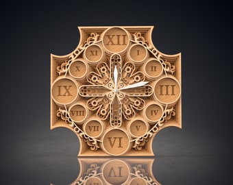 Multilayer clock, Laser cut, SVG, ai, dxf, png, jpg, pdf