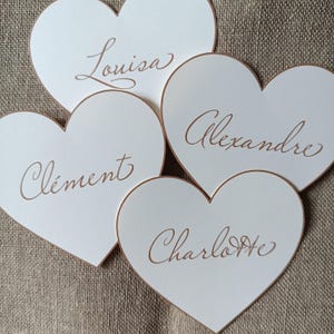 Marque place personnalisé forme coeur 7,5 cm x 8 cm