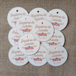 étiquettes perforées personnalisées 4 cm rondes ou coeurs