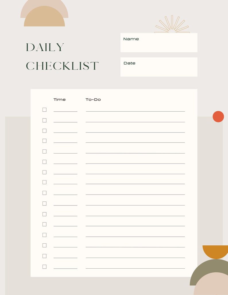 Checklist Rows Daily Checklist, Printable Weekly to Do List, Weekly to Do List, Weekly ...