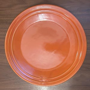 2 Meyer's Pottery California Rainbow 11" Dinner Plates, Vintage MCM Orange