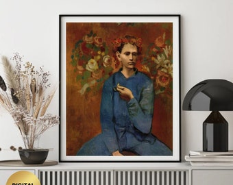 Pablo Picasso "Boy With A Pipe" Zeer zeldzame print schilderij Circa 1905; Afdrukbare kunst, digitale kunst, kunst aan de muur; Picasso; Picasso-afdruk; Portret