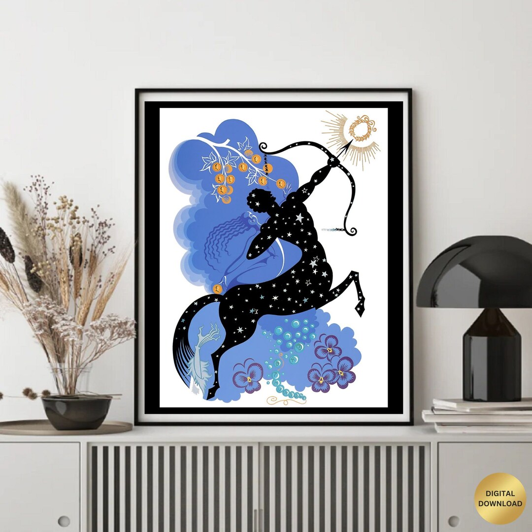 Erté sagittarius Extremely Rare Print Printable Art, Digital Art, Wall