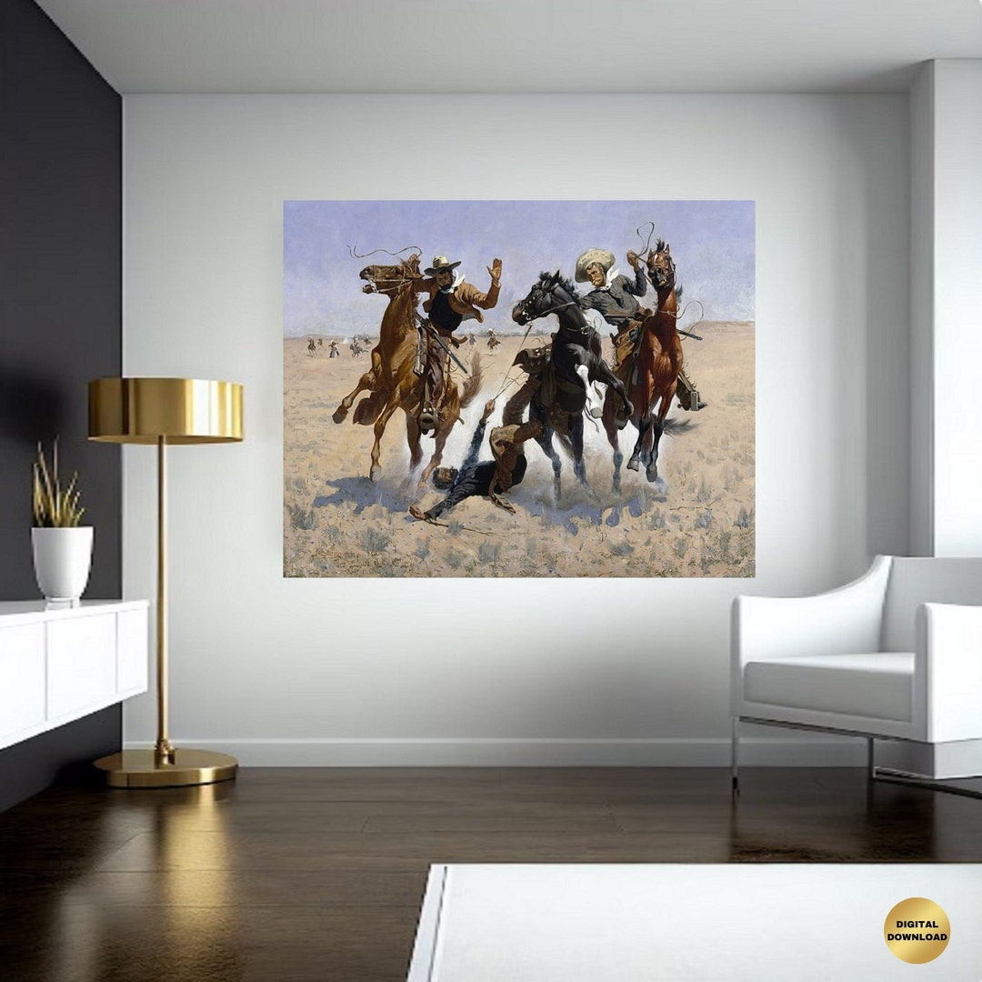 Frederic Remington aiding A Comrade Extremely Rare Print Painting 1889