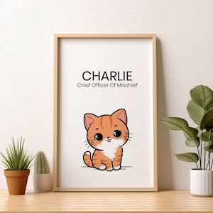 Personalized Cartoon Cat Portrait with Funny Quote – Custom Pet Illustration, Pet Portrait, Digital Download