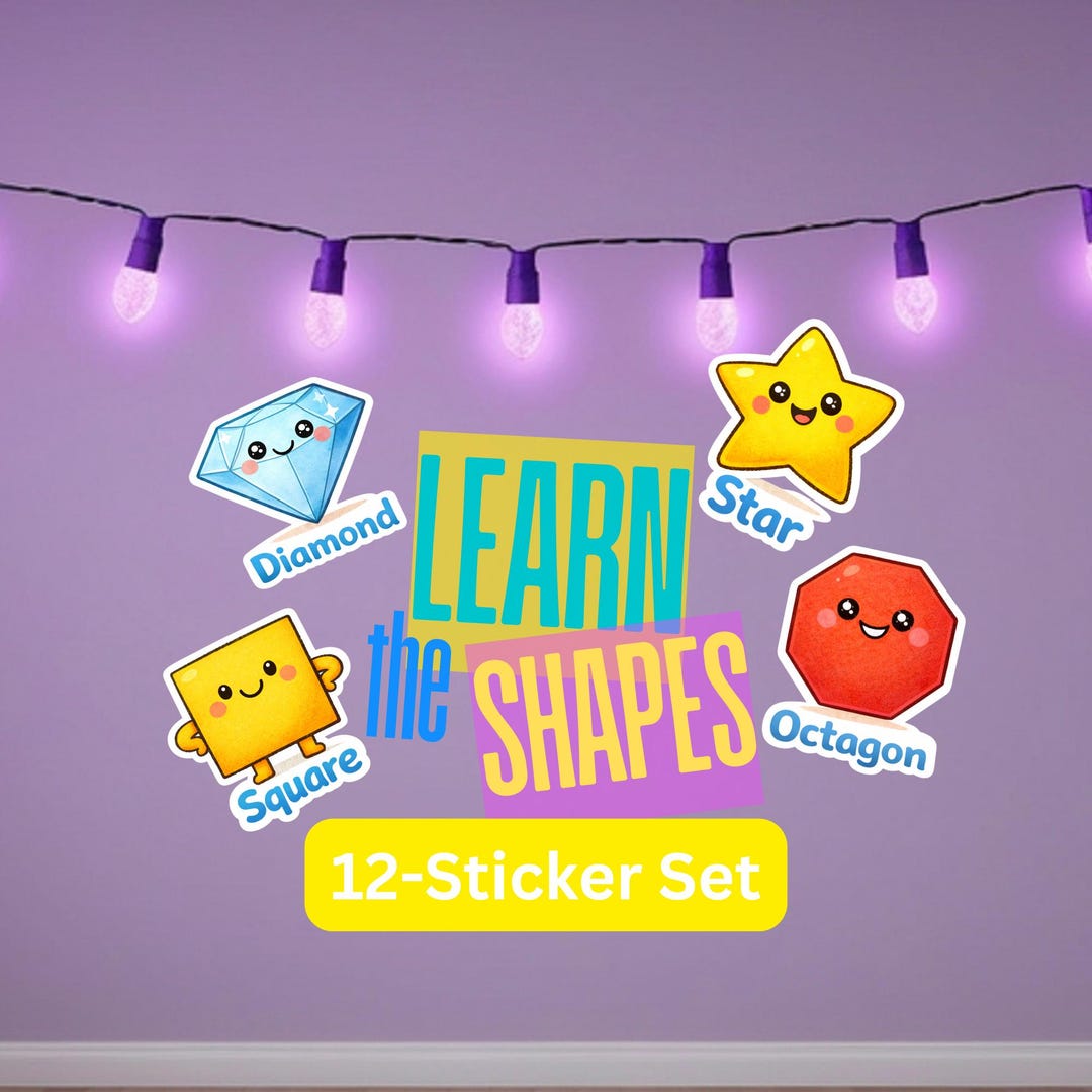 Learn the Shapes Vinyl 12-sticker Set, Children Learning Stickers ...