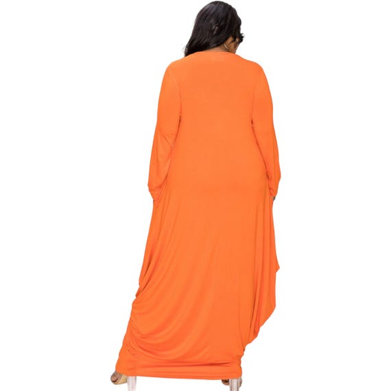 chinese dress ladies Blue Mystical Draped Long Sleeve Maxi Dress main image 0