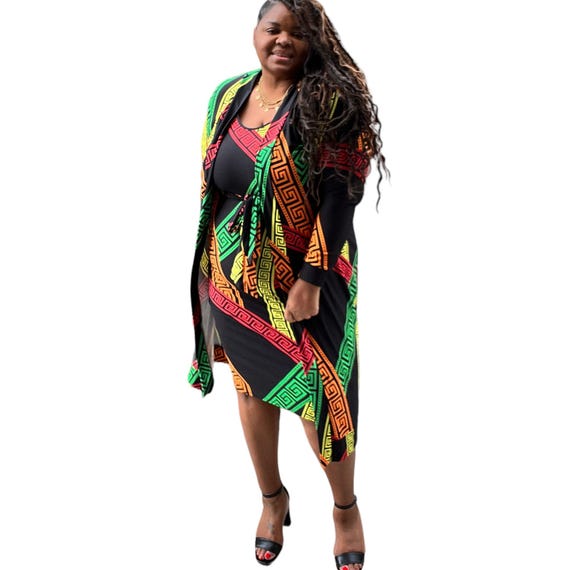 Women's Plus Size 2 Piece Tank Midi Dress and Cardigan Set Women's Plus Size 2 Piece Tank Midi Dress and Cardigan Set