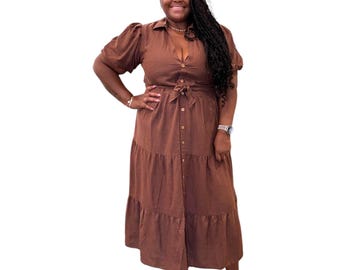 amazon plus size brown dresses Dahlia Linen Maxi Dress main image 1