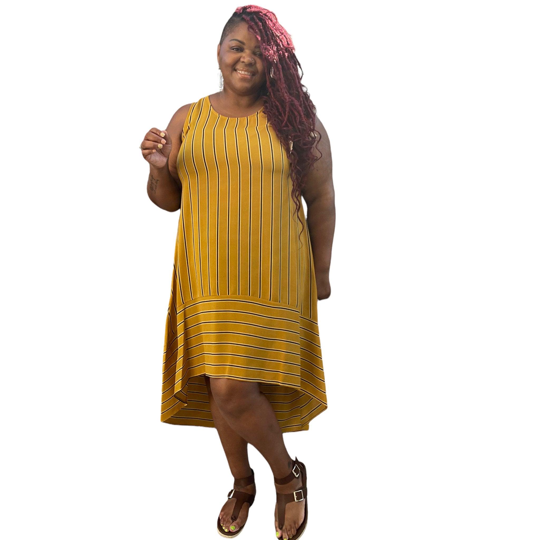 plus size striped maxi dress Final Sale Plus Size Stripe Maxi Dress with In Tan & White Stripe Chic And Curvy