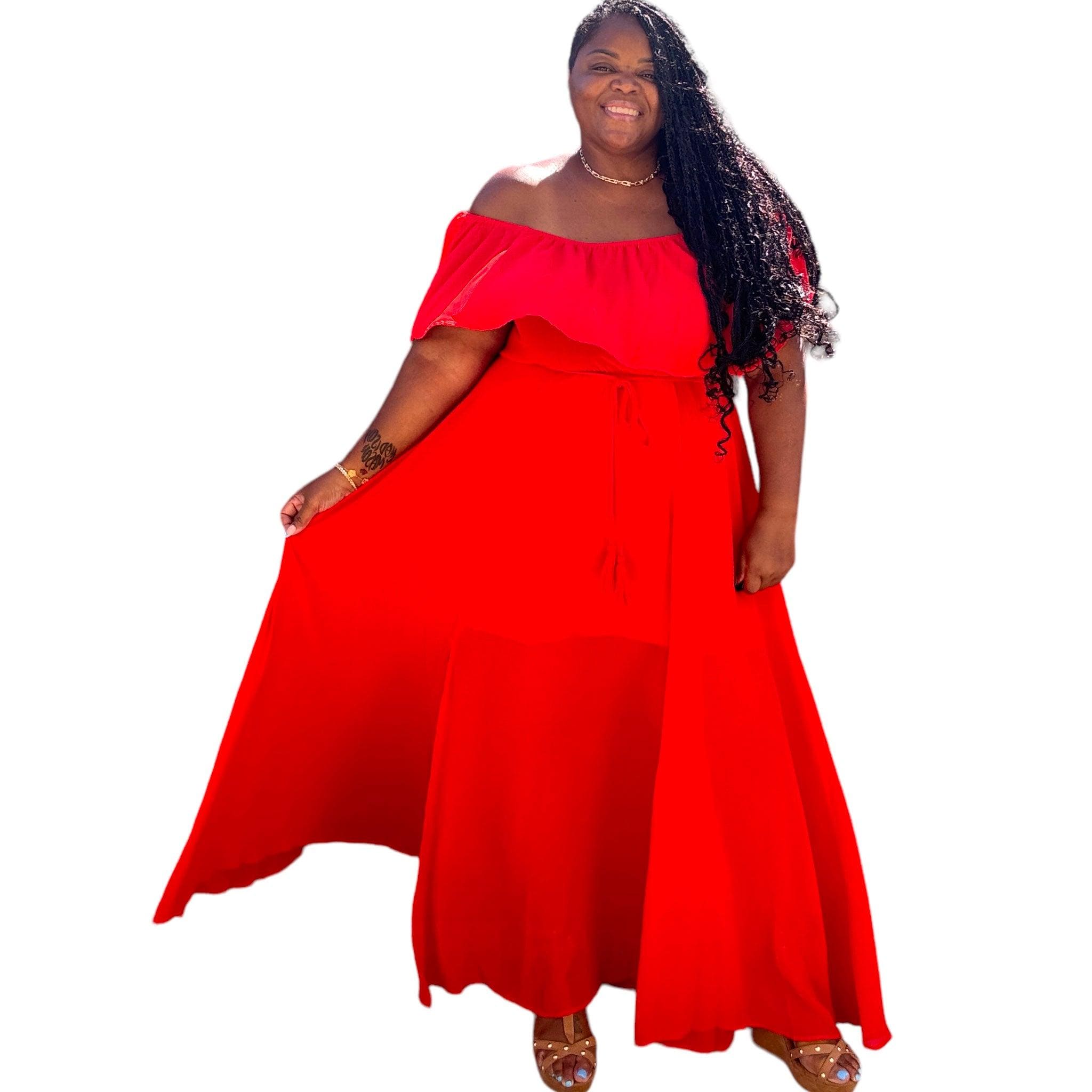 Red Fit and Flare Maxi Dress - Etsy