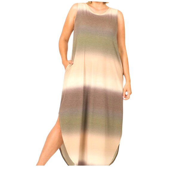 Women's Plus Size Ombre Olive Brown Maxi Dress - Etsy