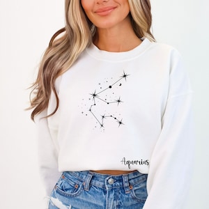 Aquarius Sweater,Zodiac Sign Sweater,Astrology Constellation Design with Zodiac Name,Perfect Gift for Astrology Lovers & Horoscope Fans