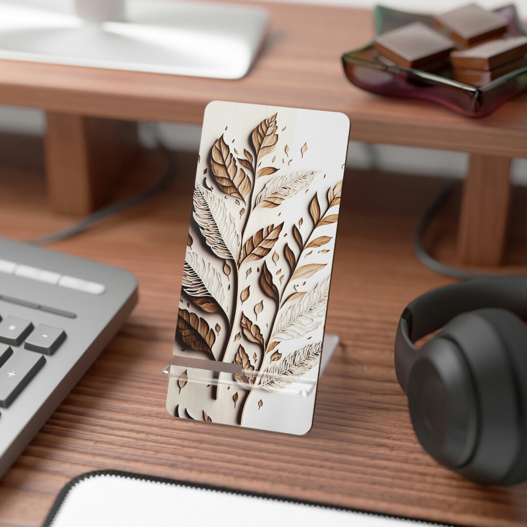 Digital Wood Design Leaves, iPhone Display Stand, Custom Phone Stand