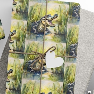 Louisiana Alligator Wrapping Paper, Gator Gift Wrap Roll, Bayou Themed Present Wrap