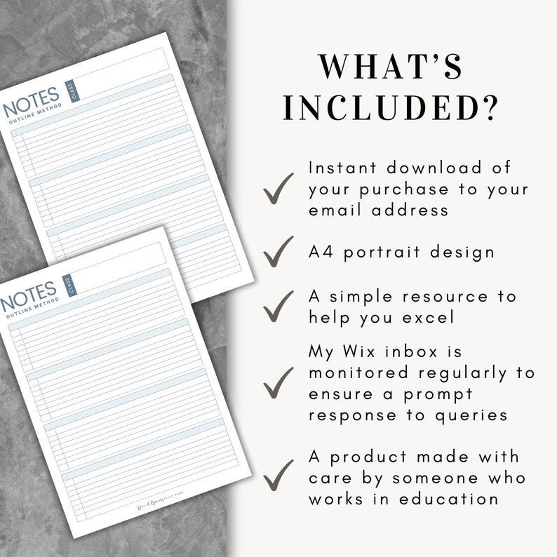 Student Note Taking | Outline Method | Study Resource | A4 PRINTABLE ...