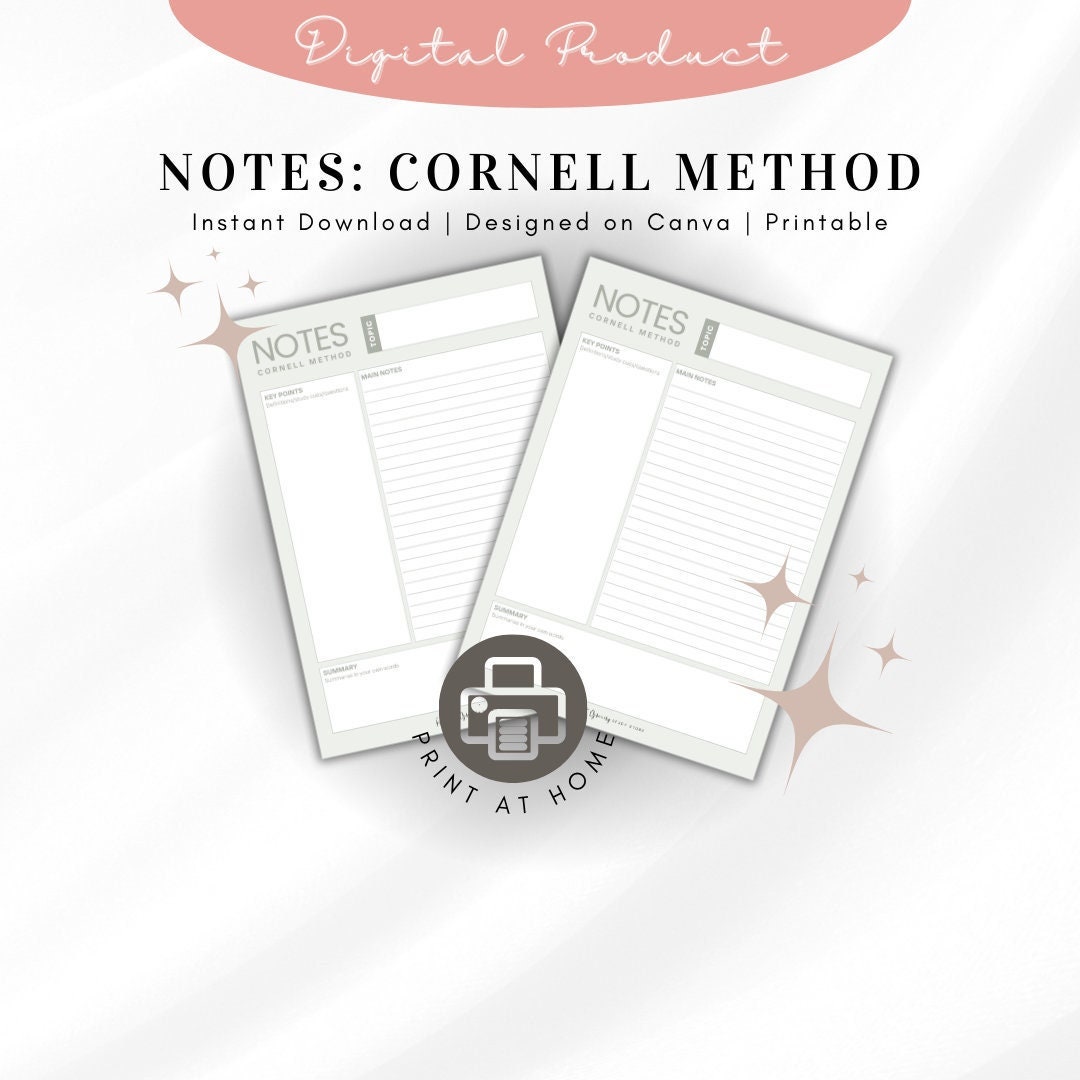 Student Note Taking | Cornell Method | Study Resource | A4 PRINTABLE ...