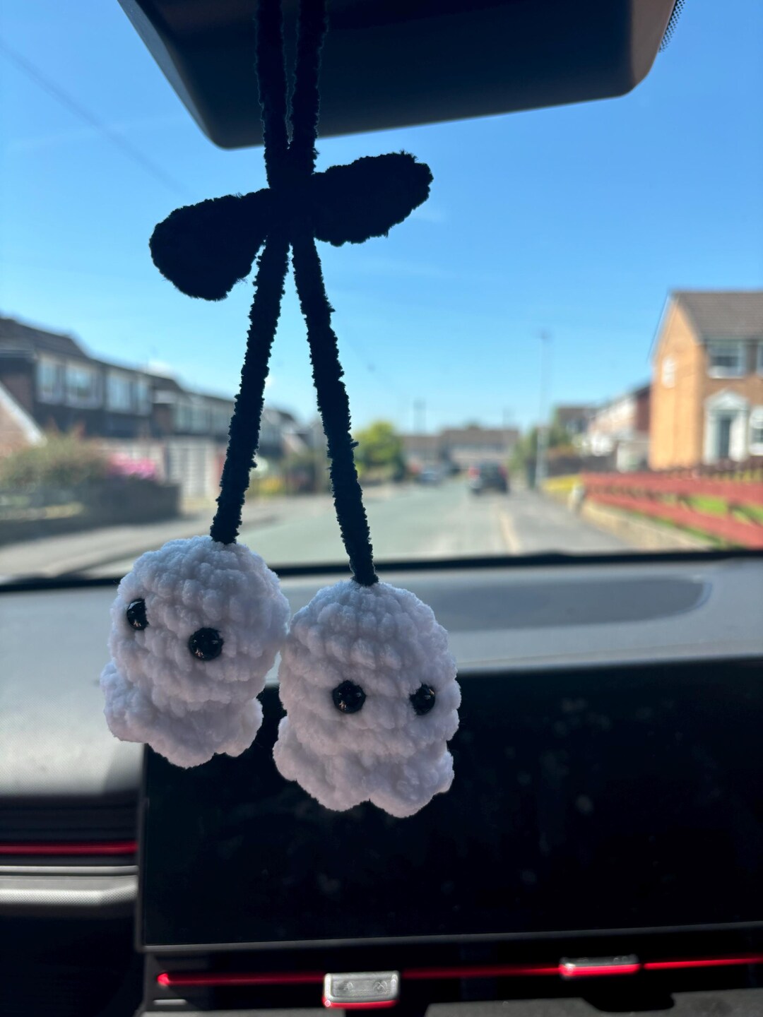 Cute Ghost Crochet Car Mirror Hanging Accessories for Women Teens ...