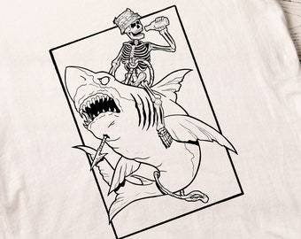 Shark Skeleton Shirt - Etsy