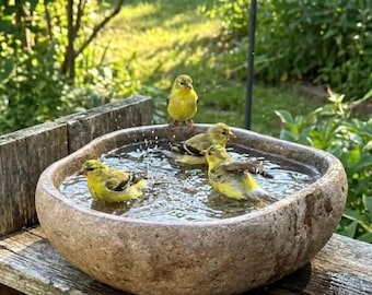Large river stone birdbath / outdoor birdbath