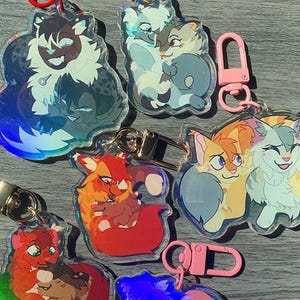 DISCOUNTED Warrior Cats 2” Iridescent Duo Keychains