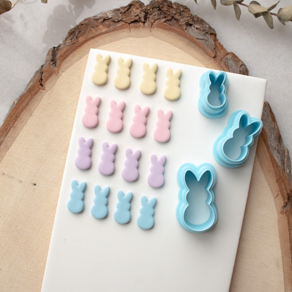 Peep Easter Bunny Marshmallow Polymer Clay Cutter | Peep stud and dangle Clay Cutter, Easter Spring Clay Cutter