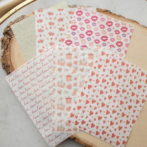 Set 2 per San Valentino / Fogli di trasferimento lavabili, Carta per trasferimento in argilla polimerica, Carta per argilla modellata, Cuori xoxo love vday