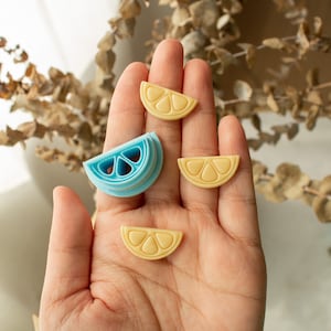Citrus Slice Embossed Dangle Polymer Clay Cutter | Lemon Lime Orange Slice Dangle Clay Cutter