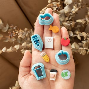 Teacher Polymer Clay Cutters | teacher earrings, school earrings, apple, pencil, test, a+, globe world, goldfish fishy cracker earrings