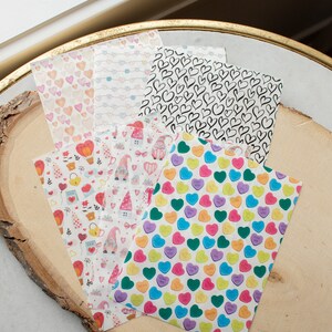 Set San Valentino 1 / Fogli di trasferimento Wash Away, Carta di trasferimento in argilla polimerica, Carta di argilla modellata, Cuori xoxo love vday