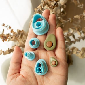 Avocado Set Clay Cutter | polymer clay avocado cutter, avocado stud and dangle clay cutter