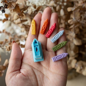 Crayon Polymer Clay Dangle | large and small embossed crayon Clay cutter, teacher earrings, school earrings, apple, pencil