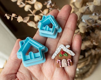 Gingerbread House Polymer Clay Cutter | gingerbread holiday christmas house stud and dangle cutter