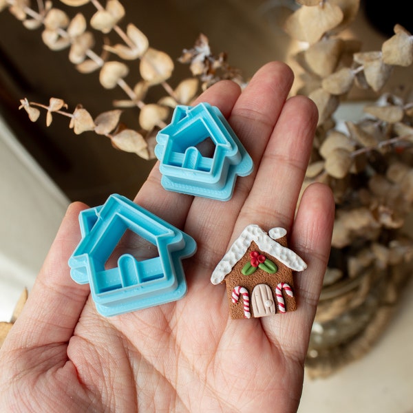 Gingerbread House Polymer Clay Cutter | gingerbread holiday christmas house stud and dangle cutter