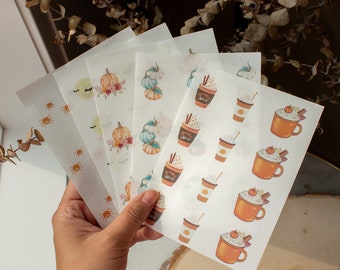 Fall Dangle-overdrachtsblad | Polymer Clay Transfer Sheets, herfst herfst kleipatronen, pompoen, koffie, appel, esdoornbladpatronen
