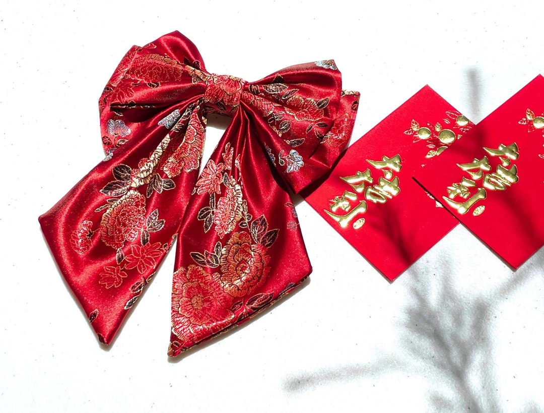 XL Chinese New Year Hairbow Lunar New Year Hair Clip Gifts for Her