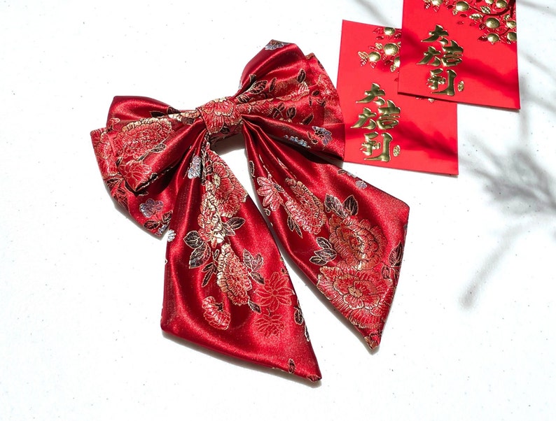 XL Chinese New Year Hairbow Lunar New Year Hair Clip Gifts for Her