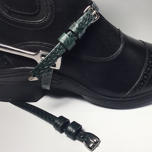 Dark Green Crocodile Print Spur Straps
