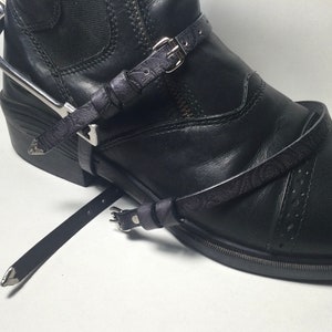 Steel Gray Embossed Leather Spur Straps