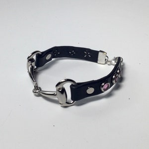 Snaffle Leather Bracelet with Bling