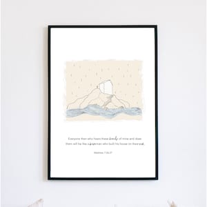 Wise man built his house on the rock//Matthew 7:24-27//Build your house on Jesus// christian digital print