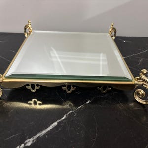 Gold Mirrored Vanity Tray: Elegant Jewelry, Perfume & Makeup Organizer