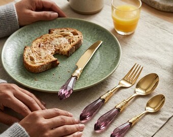 Golden Titanium 36-Piece Flatware Set – Luxury Stainless Steel Cutlery