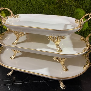 Porcelain Cake Stand Set – Small, Medium, Large Sizes (28-34-37 cm), Set of 3 – Elegant Dessert Display for Parties & Events