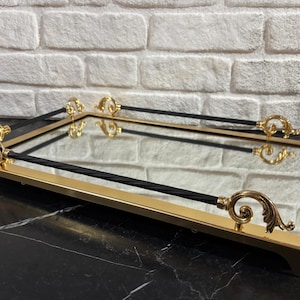 Luxury Gold Vanity Tray for Jewelry, Perfume, Makeup Organizer | Elegant Home Decor, Wedding Gift, Boho Decor, Mirror Tray