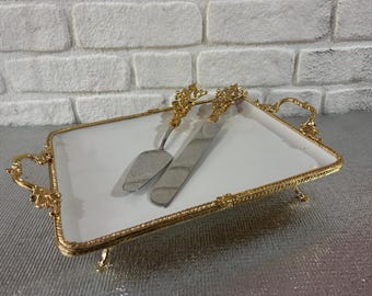Gold Baroque Cake Serving Set, Ornate Wedding Decor