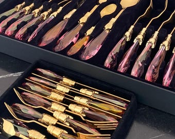 Golden Titanium 36-Piece Flatware Set – Luxury Stainless Steel Cutlery