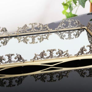 Luxury Gold Mirror Tray – 60x38 cm Large Decorative Serving Tray for Vanity, Perfume Display, Ottoman, Coffee Table, Kitchen & Home Decor