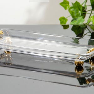 Luxury Rectangle Glass Tray with Metal Handles – Elegant Decorative Serving Tray for Home & Parties, Mother&#39;s Day Gifts 2025
